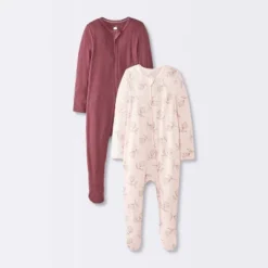 Baby Girls' 2pk Floral Soft Blend Sleep N' Play - Cloud Island™ Burgundy -CloudIsland Sales Store GUEST 0409410b a941 45c2 ab53 9eeb3071ce45