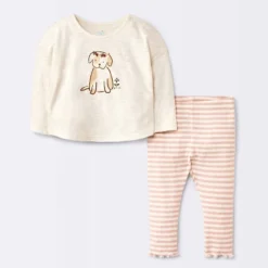 Baby Girls' 2pc Dog Floral Leggings Set - Cloud Island™ Cream -CloudIsland Sales Store GUEST 0cef83c1 fa30 4020 a74a 757f0742d664