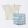 Baby Girls' Soliel Modal T-Shirt & Bike Shorts Set - Cloud Island™ Off-White