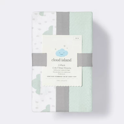 Fitted Crib Sheet - Cloud Island™ - Clouds/Mint - 2pk 2 Fitted Crib Sheet - Cloud Island™ - Clouds/Mint - 2pk - Image 2