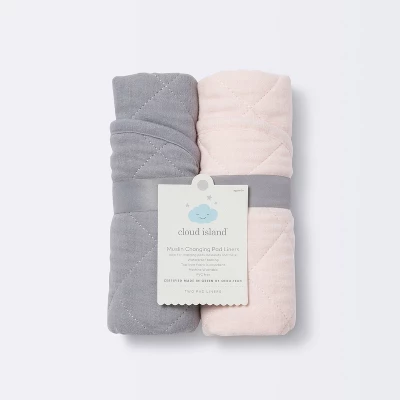 Muslin Changing Pad Liner - Cloud Island™ Light Pink - 2pk 3 Muslin Changing Pad Liner - Cloud Island™ Light Pink - 2pk - Image 3