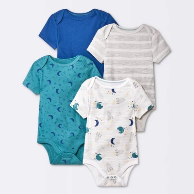 Baby 4pk Short Sleeve Bodysuit - Cloud Island™ Blue 4 Baby 4pk Short Sleeve Bodysuit - Cloud Island™ Blue - Image 4