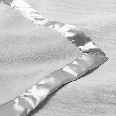 Solid Satin Edge Plush Blanket - Cloud Island™ Gray 2 Solid Satin Edge Plush Blanket - Cloud Island™ Gray - Image 2