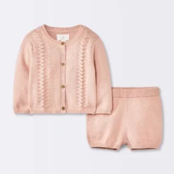 Baby Girls' 2pc Pointelle Sweater Set - Cloud Island™ Pink -CloudIsland Sales Store GUEST 3e464474 2dc9 4e80 b121 9bb20d6c8fbf