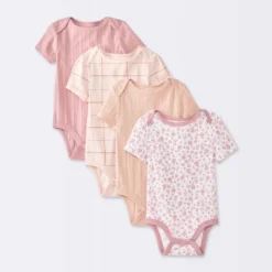 Baby Girls' 4pk Floral Short Sleeve Bodysuits - Cloud Island™ Peach/Pink -CloudIsland Sales Store GUEST 46bde8b5 8241 40ed a67a 55ebda63ac21