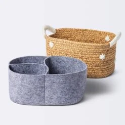 Braided Water Hyacinth With Tufted Embroidery Diaper Caddy Basket - Cloud Island™ 5 Braided Water Hyacinth With Tufted Embroidery Diaper Caddy Basket - Cloud Island™ -CloudIsland Sales Store GUEST 4af8ac84 e21a 4e49 9482 b52190eda164