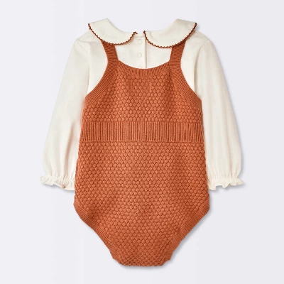 Baby Girls' 2pc Sweater Romper Set - Cloud Island™ Brown 1 Baby Girls' 2pc Sweater Romper Set - Cloud Island™ Brown