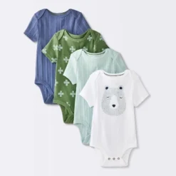 Baby Boys' 4pk Bear Short Sleeve Bodysuits - Cloud Island™ Ivory/Blue/Green -CloudIsland Sales Store GUEST 5affb536 71ce 42a4 9246 5638e3deebed