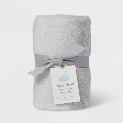 Solid Satin Edge Plush Blanket - Cloud Island™ Gray 1 Solid Satin Edge Plush Blanket - Cloud Island™ Gray
