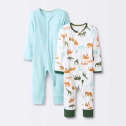 Baby Boys' 2pk Safari Animals Zip Romper - Cloud Island™ -CloudIsland Sales Store GUEST 6a050ea2 182d 407e b259 1392e197dbb6