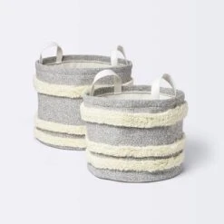 Tufted Canvas Round Storage Bin - Cloud Island™ Medium Gray/Cream 5 Tufted Canvas Round Storage Bin - Cloud Island™ Medium Gray/Cream -CloudIsland Sales Store GUEST 6bb0a0da bf18 4dec a74c d59c38b9329c 1