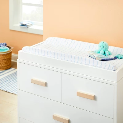 Plush Changing Pad Cover Sea Stripe - White/Blue - Cloud Island™ 1 Plush Changing Pad Cover Sea Stripe - White/Blue - Cloud Island™