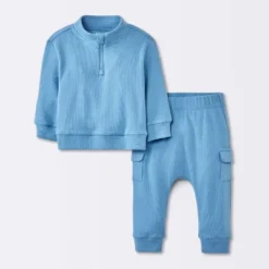 Baby Boys' 2pc Cozy Quarter Zip Top & Bottom Set - Cloud Island™ Blue -CloudIsland Sales Store GUEST 7642aa95 a5fd 4e8e b76b 288443215c9f