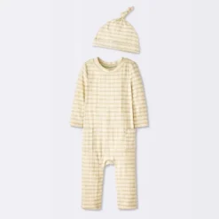 Baby Jacquard Checkered Romper & Hat - Cloud Island™ Tan -CloudIsland Sales Store GUEST 7757c850 658c 4c05 be03 218cf0cd0713