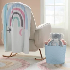 Quilted Fabric Large Round Storage Basket - Blue - Cloud Island™