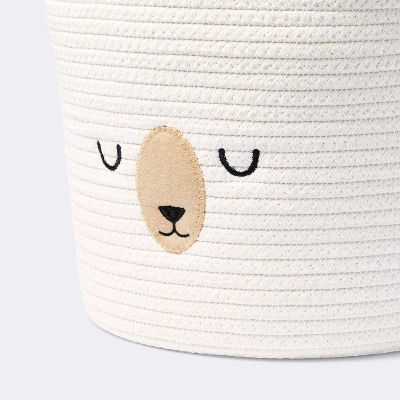 Medium Coiled Rope Round Basket Sleepy Bear - Cream - Cloud Island™ 2 Medium Coiled Rope Round Basket Sleepy Bear - Cream - Cloud Island™ - Image 2