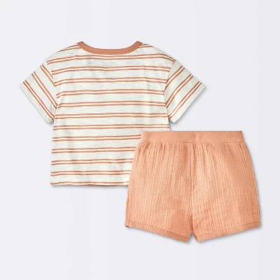 Baby Boys' Rust Striped Pocket T-Shirt & Shorts Set - Cloud Island™ Brown 1 Baby Boys' Rust Striped Pocket T-Shirt & Shorts Set - Cloud Island™ Brown