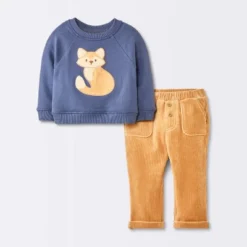 Baby Boys' 2pc Fox Sweatshirt & Corduroy Pants Set - Cloud Island™ Navy Blue -CloudIsland Sales Store GUEST a08986dc 50a3 4c53 9261 0123ed2ea263