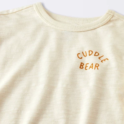 Baby Boys' 2pc Cuddle Bear T-Shirt And Striped Gauze Pant Set - Cloud Island™ Cream 2 Baby Boys' 2pc Cuddle Bear T-Shirt And Striped Gauze Pant Set - Cloud Island™ Cream - Image 2