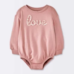 Baby Girls' Love Sweatshirt Romper - Cloud Island™ Pink -CloudIsland Sales Store GUEST c162c7b4 7878 4241 9675 089373389640