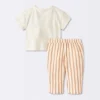 Baby Boys' 2pc Cuddle Bear T-Shirt And Striped Gauze Pant Set - Cloud Island™ Cream