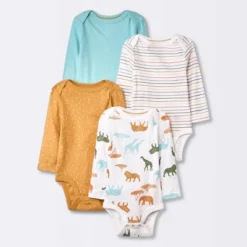 Baby 4pk Safari Animals Long Sleeve Bodysuit - Cloud Island™ -CloudIsland Sales Store GUEST c9e61651 f9b0 4189 96ab faa1c05ab83b