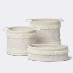 Tufted Fabric Medium Round Storage Basket - Khaki And Cream - Cloud Island™ -CloudIsland Sales Store GUEST e2afc7f2 506d 4734 b8ca 23bee32bd3dd 1