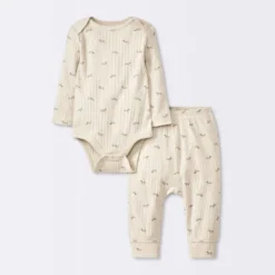 Baby 2pc Weiner Dogs Wide Ribbed Top & Bottom Set - Cloud Island™ Khaki -CloudIsland Sales Store GUEST e54da578 907b 44c7 82ce ba08e0de41e3