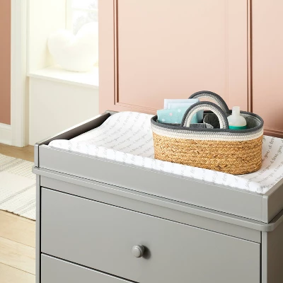 Braided Water Hyacinth Decorative Container With Coiled Rope Handles - Gray - Cloud Island™ 1 Braided Water Hyacinth Decorative Container With Coiled Rope Handles - Gray - Cloud Island™