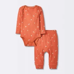 Baby 2pc Neutral Mushroom Wide Ribbed Top & Bottom Set - Cloud Island™ Rust -CloudIsland Sales Store GUEST e9b0c588 6fff 4b53 a989 dde47b1a0daf