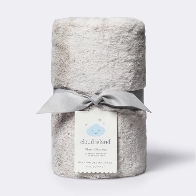 Solid Satin Edge Plush Blanket - Cloud Island™ Gray 3 Solid Satin Edge Plush Blanket - Cloud Island™ Gray - Image 3