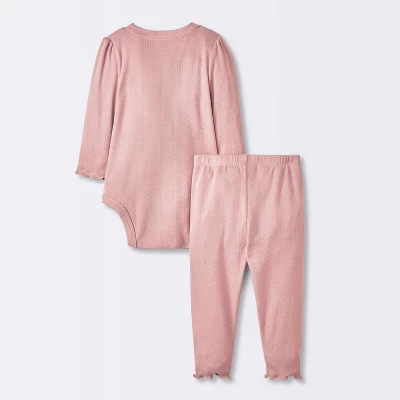 Baby Girls' 2pc Pointelle Set - Cloud Island™ Pink 1 Baby Girls' 2pc Pointelle Set - Cloud Island™ Pink