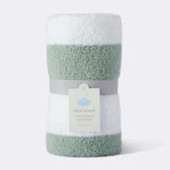 Chenille Stripe Baby Blanket - Green And White Stripe - Cloud Island™ -CloudIsland Sales Store GUEST f1d770bd 8395 4c5f 908f 0abf2d889710