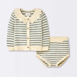 Baby Girls' 2pc Striped Peter Pan Collared Sweater Set - Cloud Island™ Blue -CloudIsland Sales Store GUEST f31252cd 7672 45de ac91 e0463ad826c4