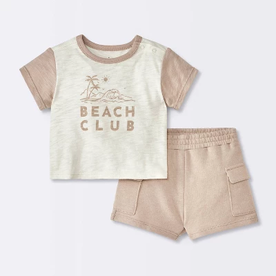 Baby Boys' Beach Club Cargo Top & Shorts Set - Cloud Island™ Cream 4 Baby Boys' Beach Club Cargo Top & Shorts Set - Cloud Island™ Cream - Image 4